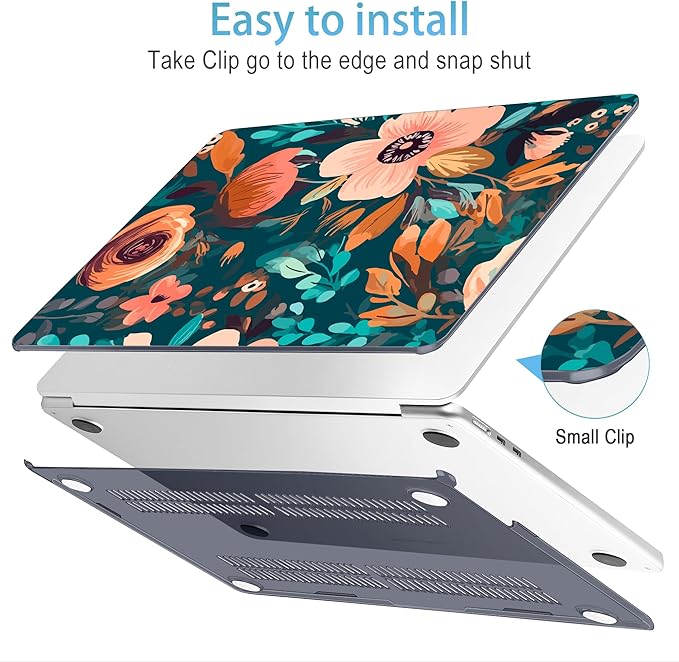 Mektron for 2025 M4 MacBook Air 13.6 Inch A3240 Case Fits 2023 A2681 M2 2024 A3113 M3 Chip with Liquid Retina Display Touch ID, Printed Plastic Hard Shell Cover for MacBook Air 13.6", Abstract Florals