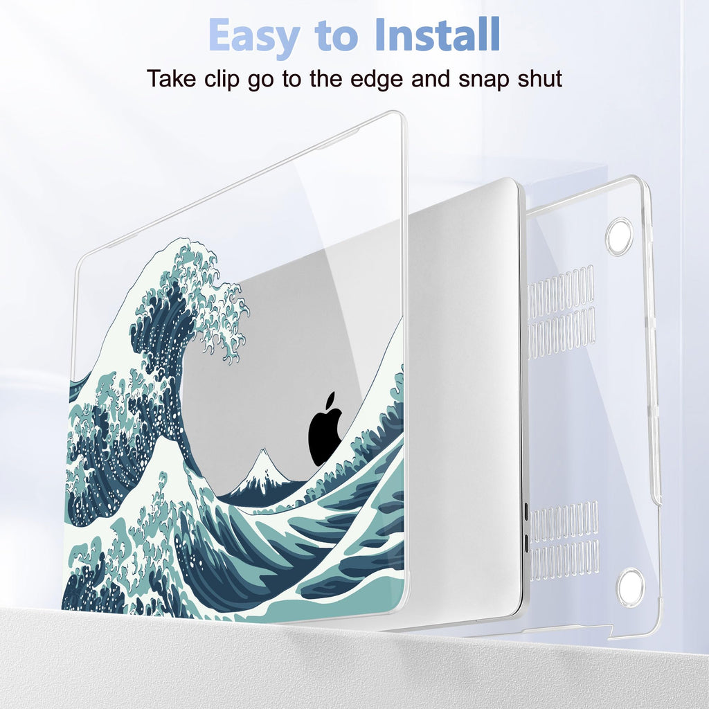 May Chen Compatible with MacBook Pro 13 inch Case 2022 2021 2020 Release Models A2338 M2 M1 A2251 A2289, Plastic Hard Shell Case for MacBook Pro 13 Inch with Touch Bar Fits Touch ID, Great Wave