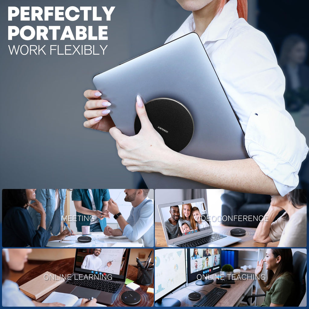 Conference Call Speaker and Microphone for Teams, Zoom, Home Office, Black