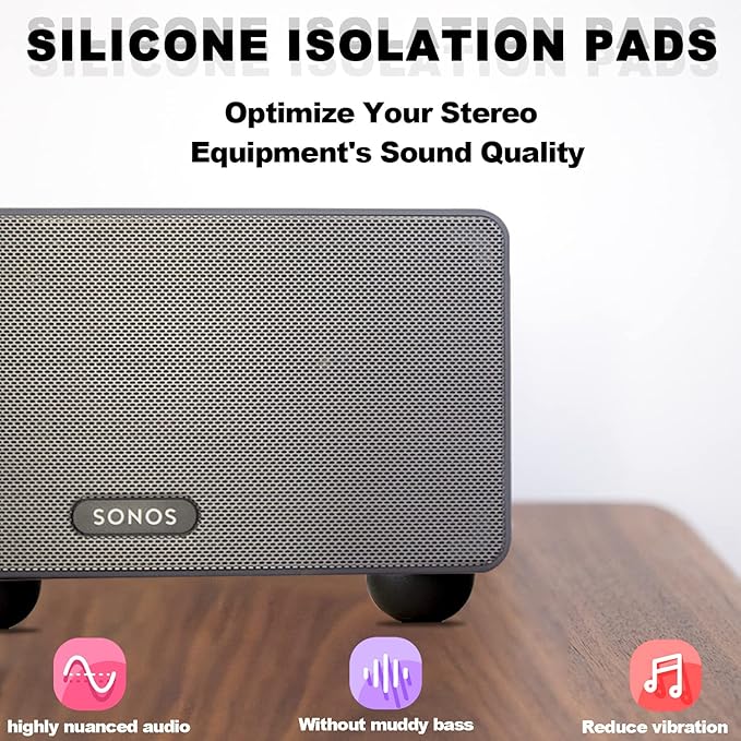 1.25" Silicone Hemisphere Bumpers Isolation Feet Rubber Non-Skid Speaker Pads with Adhesive Record Player Isolation Pads for Small Speaker Spikes,Turntable,Amplifiers, Subwoofer,Monitors,Decks 16 PCS