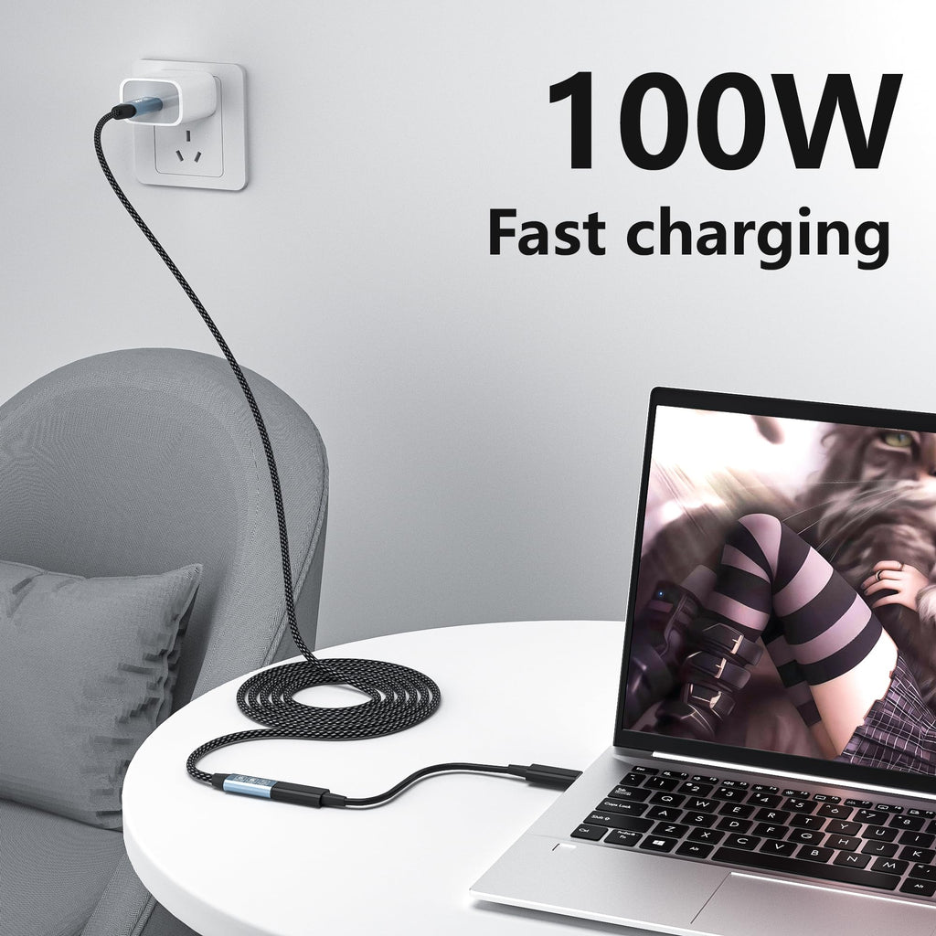 HOTUTUKI USB C Extension Cable 16.5FT, 20Gbps/100W USB3.2 Type C Extender Cord, 4K@60Hz Video Output Nylon Braided USB C Male to Female Extension Charging Cable Compatibility with Thunderbolt 4/3
