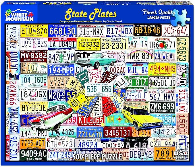 White Mountain Puzzles State Plates - 500 Piece Jigsaw Puzzle