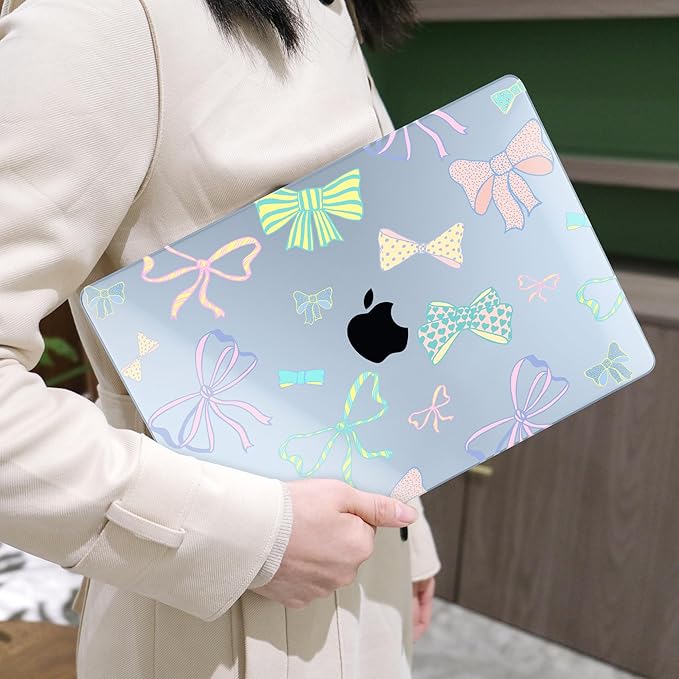 MEEgoodo Case for M4/M3/M2 MacBook Air 13.6 inch Case 2025 2024 2022, Fit Model A3240/A3113/A2681, Laptop Hard Shell with Keyboard Cover Compatible with MacBook Air 13 inch, Hand Drawn Doodles & Bow