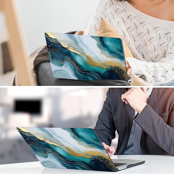 TWOLSKOO Compatible with M4 MacBook Air 13.6 inch Case 2025-2022 Release M4 A3240 M3 A3113 M2 A2681, Plastic Hard Shell & Keyboard Cover & Type C Adapter & Screen Protector, Graphite Marble