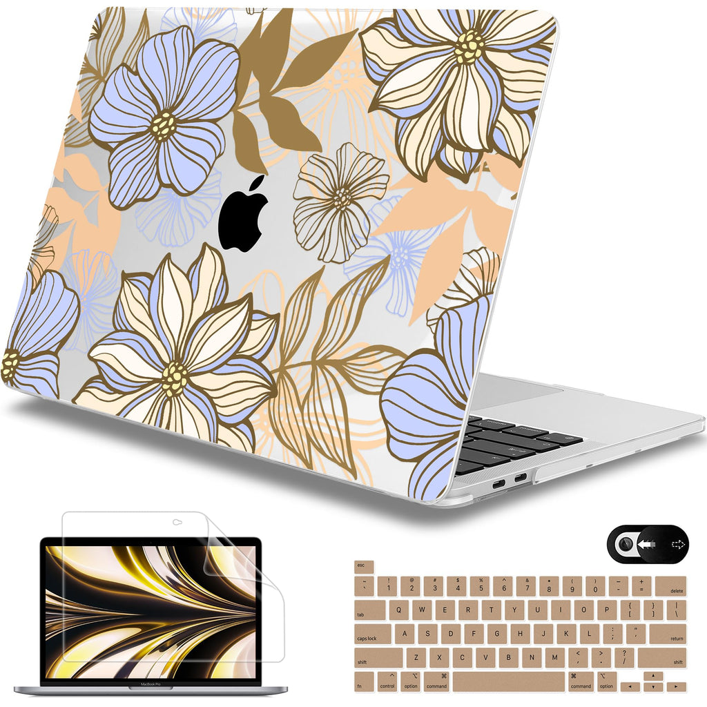 Mektron for MacBook Pro 13-inch Case 2022 2021 2020 Release A2338 M2 M1 A2289 A2251, Printed Plastic Hard Shell Cover for New MacBook Pro 13.3-inch Touch Bar Fits Touch ID，Abstract Floral