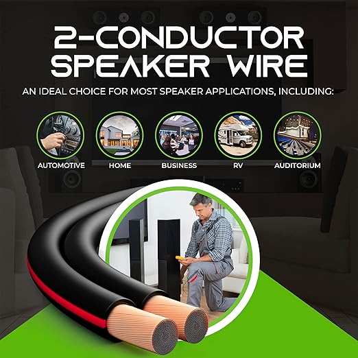 GearIT 14 Gauge Speaker Wire (50 Feet / 15.24 Meters) with Banana Plugs (6 Pairs, 12 Pieces) Pro Series 14 AWG Speaker Cable - Black