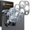 UniqueMe for 3 Pack iPhone 15 Pro/iPhone 15 Pro Max Camera Lens Protector, [Drop Protection] [Case Friendly] Camera Cover Screen [Update New Version] - Intergrated Glitter Black