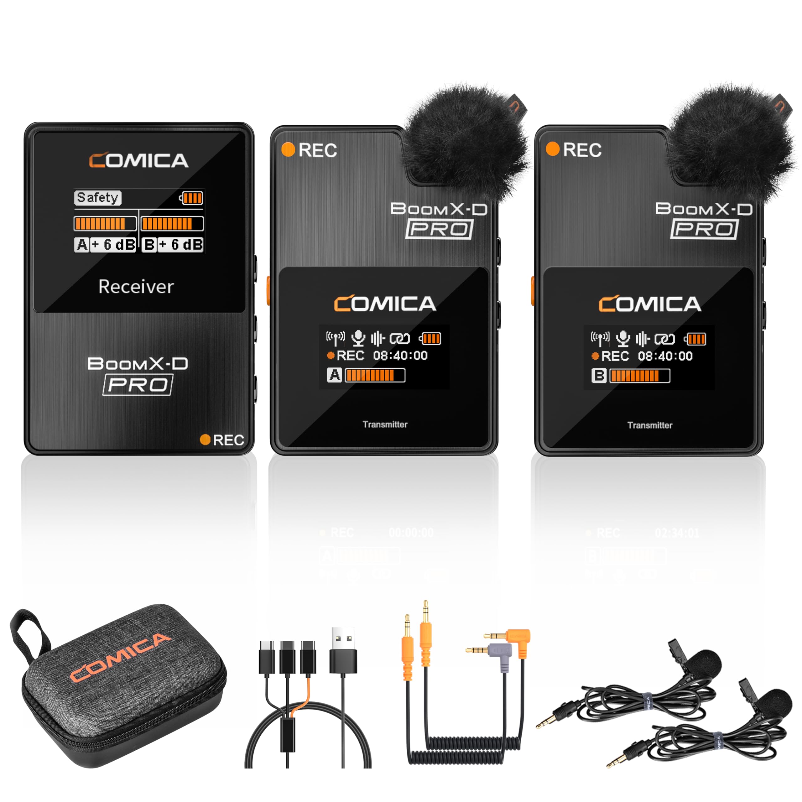 COMICA BoomX-D2 PRO Wireless Lavalier Microphone for iPhone Android Camera