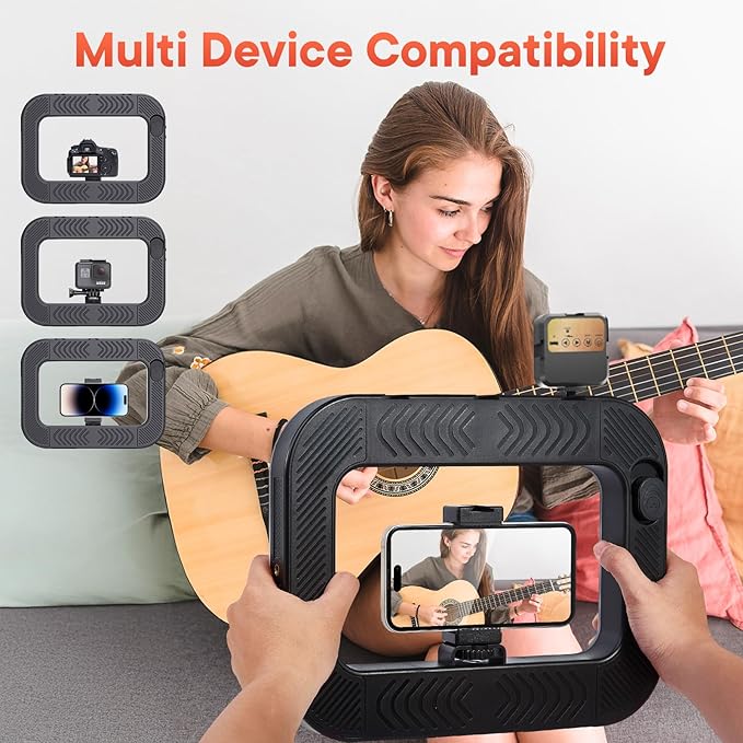 Smartphone Video Rig with Light + Tripod, Handheld LED Ring Light Selfie Light Mobile Video Stabilizer for Cameras, Smartphones, Sports Cameras, YouTube, TikTok, Makeup, Instagram, Vlogging