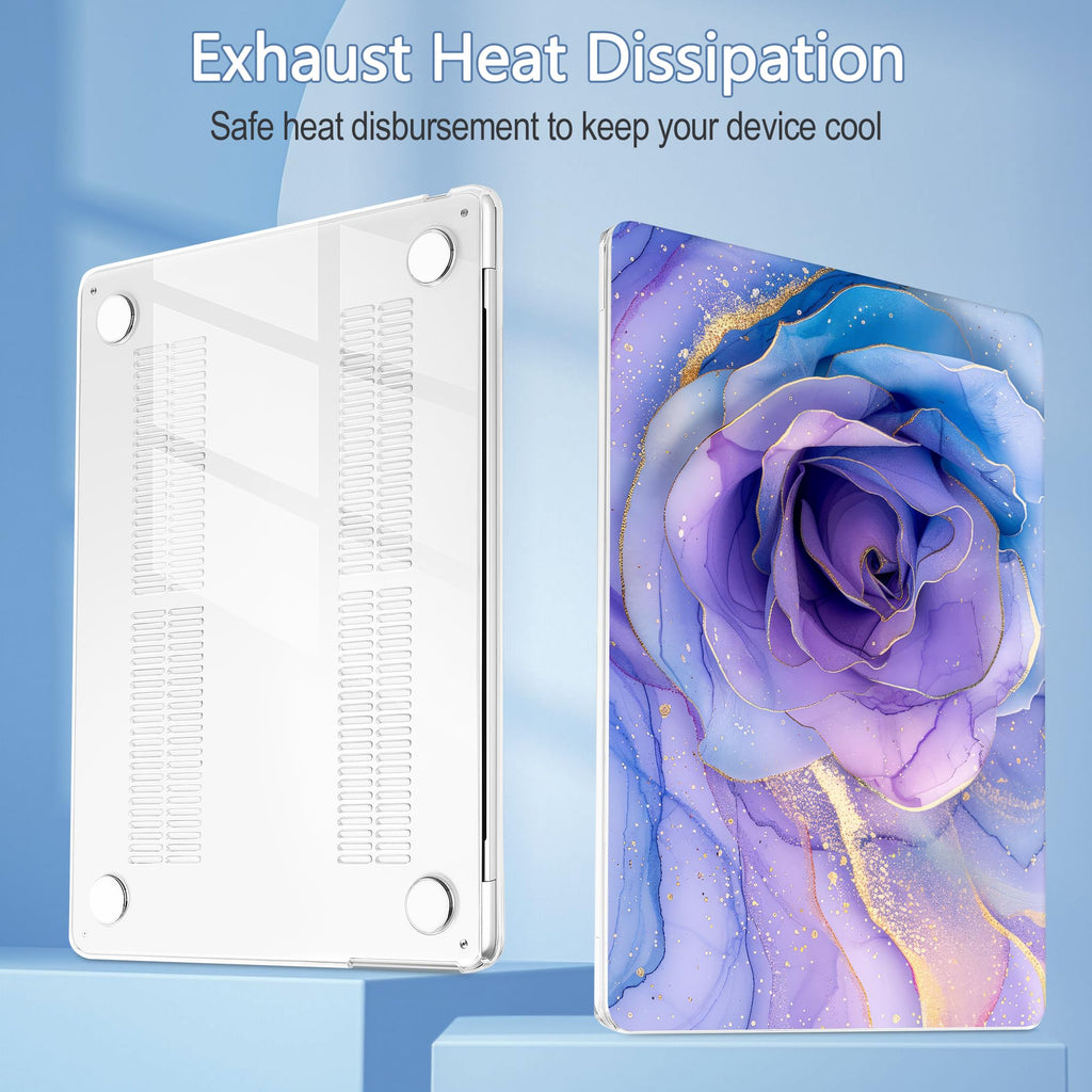Mektron Case for 2026 MacBook Air 15 INCH M5 A3448 Compatible with M4 A3241 /M3 A3114 /M2 A2941 Printed Plastic Hard Shell Cover with 15.3" Liquid Retina Display Touch ID- Rose Marble