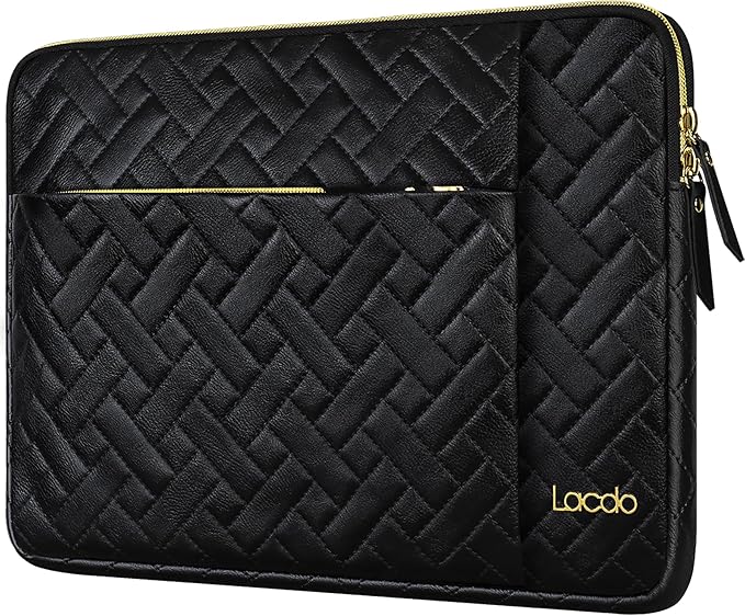 Lacdo Laptop Sleeve Case for 14 inch New MacBook Pro M4/M3/M2/M1 Chips Pro Max A3112 A3401 A3185 A2918 A2992 A2779 A2442 2024-2021, 13.8 inch Surface Laptop 7th Copilot+PC Computer Bag, Elegant Black
