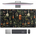Black Aesthetics Desk Mat Mouse Pad Large Gaming Mouse Pad Desk Pad Mousepad, Mystical Green Plant Computer Laptop Keyboard and Mouse Mat, Desktop Protector Mat for Women Girl Office 31.5x15.8 in