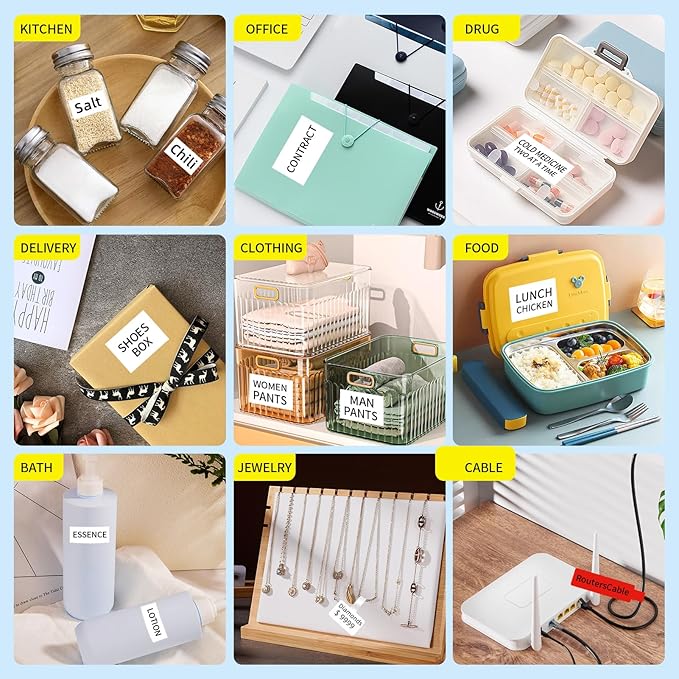 PUQU 30x20mm Direct Thermal Sticker Labels, Self-Adhesive All-Purpose Label Maker Tape, Compatible with AQ Series Label Printer, Refills Standard Laminated Office Labeling, 3 Rolls, 960 Labels
