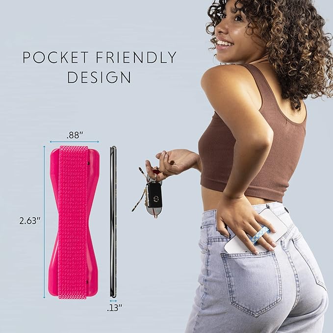 LOVEHANDLE Universal Phone Grip for Smartphones & Mini Tablets - Phone Holder for Hand - Wireless Charging Compatible - Made in The USA - Solid Magenta