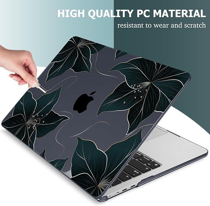 Mektron for 2025 M4 MacBook Air 13.6 Inch A3240 Case Fits 2023 A2681 M2 2024 A3113 M3 Chip with Liquid Retina Display Touch ID, Printed Plastic Hard Shell Cover for MacBook Air 13.6", Floral C218