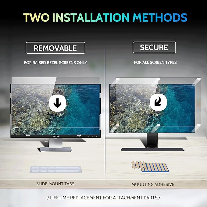 [2 Pack] 23 Inch Privacy Screen for Computer Monitor 16:9 Aspect Ratio, Eye Protection Anti Blue Light Glare Shield, 23inch Removable Black Blackout Anti Spy Desktop Security Private Filter
