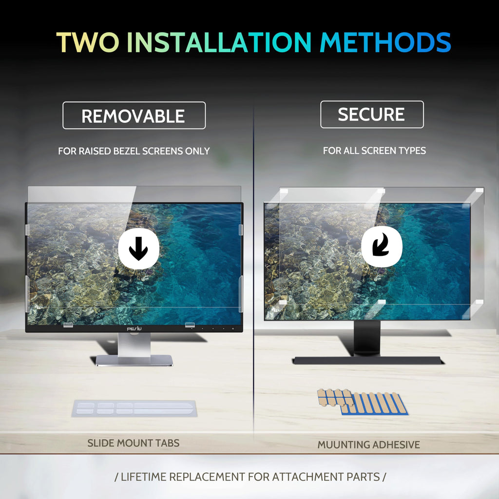 Peslv [2 Pack] 28 Inch Privacy Screen for Computer Monitor 16:9 Aspect Ratio, Eye Protection Anti Blue Light Glare Shield, 28inch Removable Black Blackout Anti Spy Desktop Security Private Filter