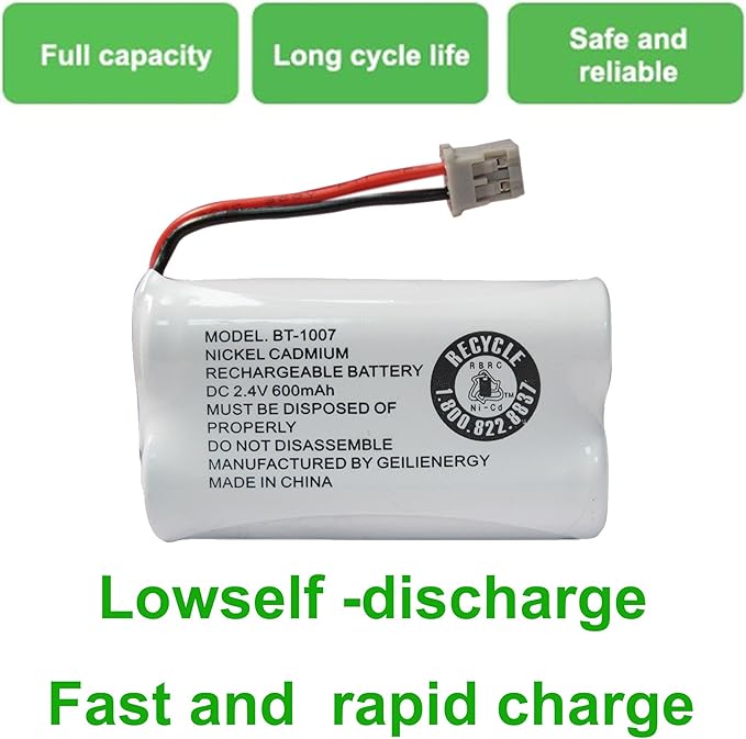 GEILIENERGY BT1007 BT1015 Phone Battery Compatible with BT-1007 BT-1015 BT-904 BBTY0460001 BBTY0510001 DCX150 DECT1500 D1484 HHR-P506 HHR-P506A Handset Cordless Telephone(8 Pack)