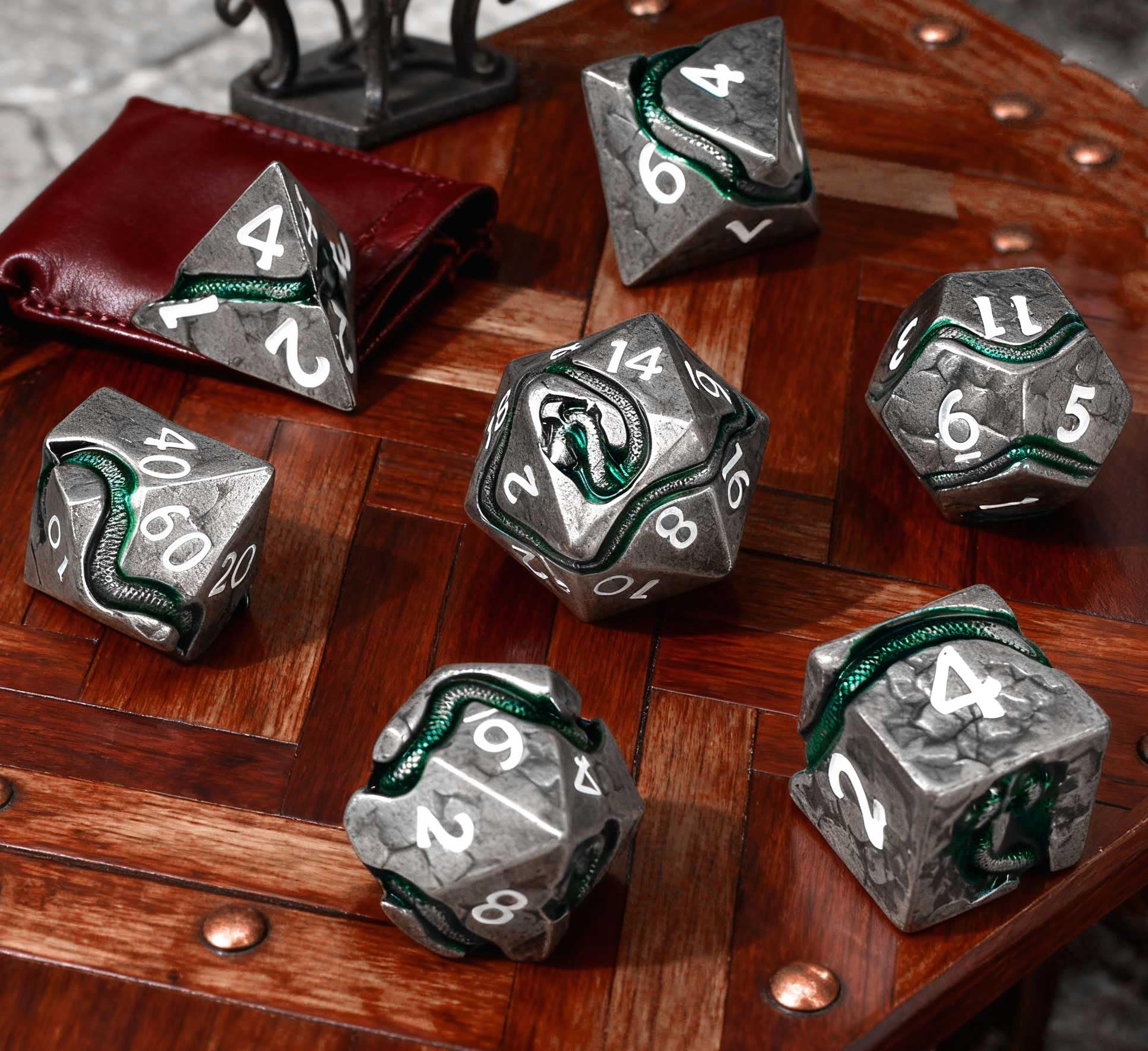 RULE DICE Serpent's Cunning DND Dice Set - Metal Dungeons and Dragons Dice for Players & DMS - Balanced Polyhedral D&D Dice, Unique D and D Gift for GMS and Players