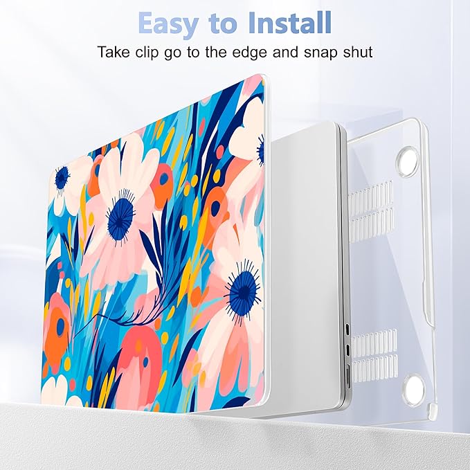 Case for MacBook Air 15 Inch 2025 2024 2023 Release M4 A3241 M3 A3114 M2 A2941, Hard Shell with Screen Protector & Keyboard Cover, Compatible with Touch ID, Ornament