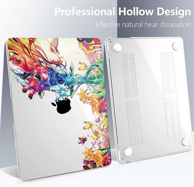 Batianda Premium Case for New MacBook Air 15 inch 2025 M4 2024 2023 with M3 M2 Chip Model A3114 A2941, Designed Protective Plastic Hardshell & Keyboard Cover & Screen Protector, Colorful Deer