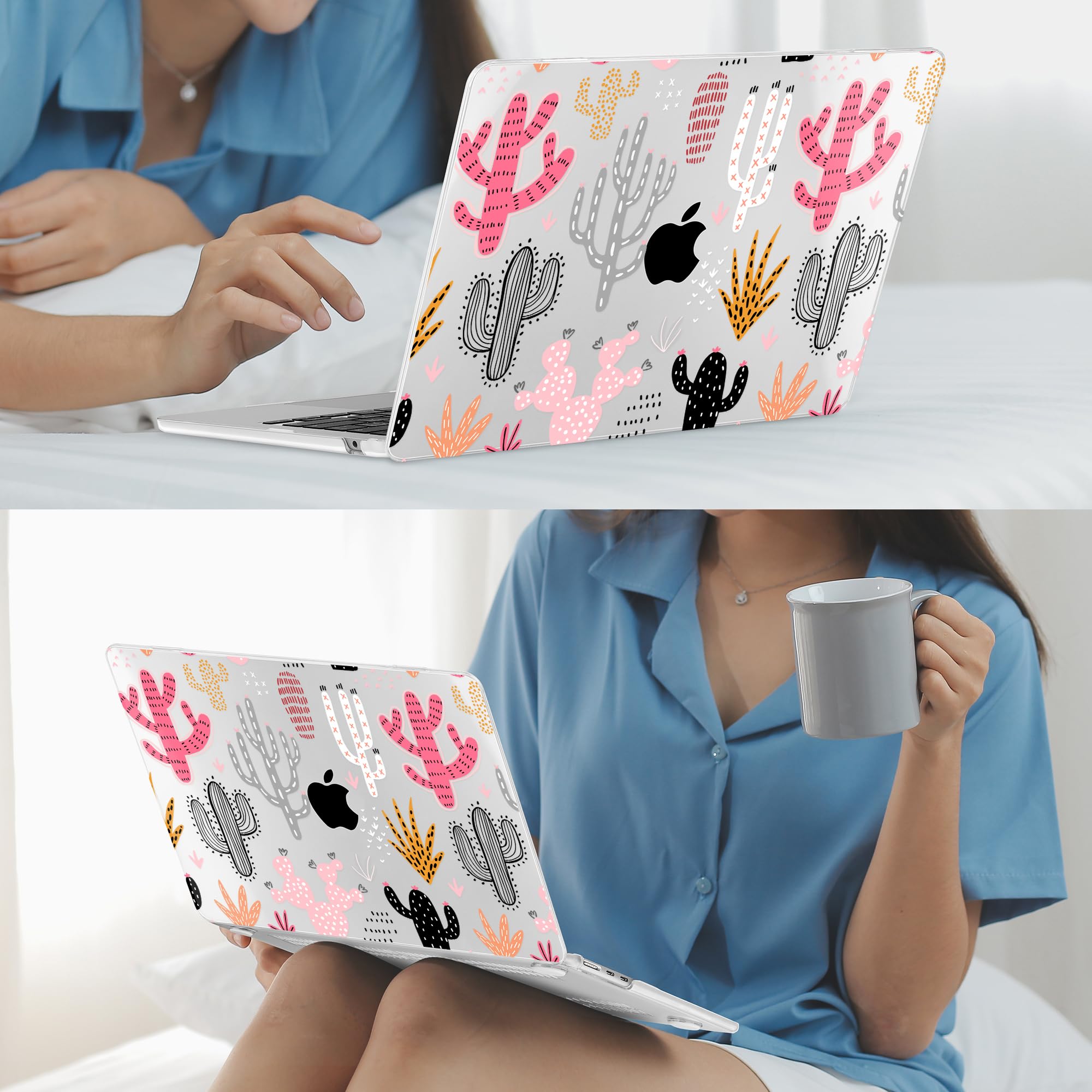 Mektron for 2026 MacBook Air 13-inch M5 Laptop Case A3449 with 13.6-inch Liquid Retina Display Fits 2025 A3240 M4 2024 A3113 M3 2023 A2681 M2 Printed Hard Shell for MacBook Air 13.6", Colorful Cacti