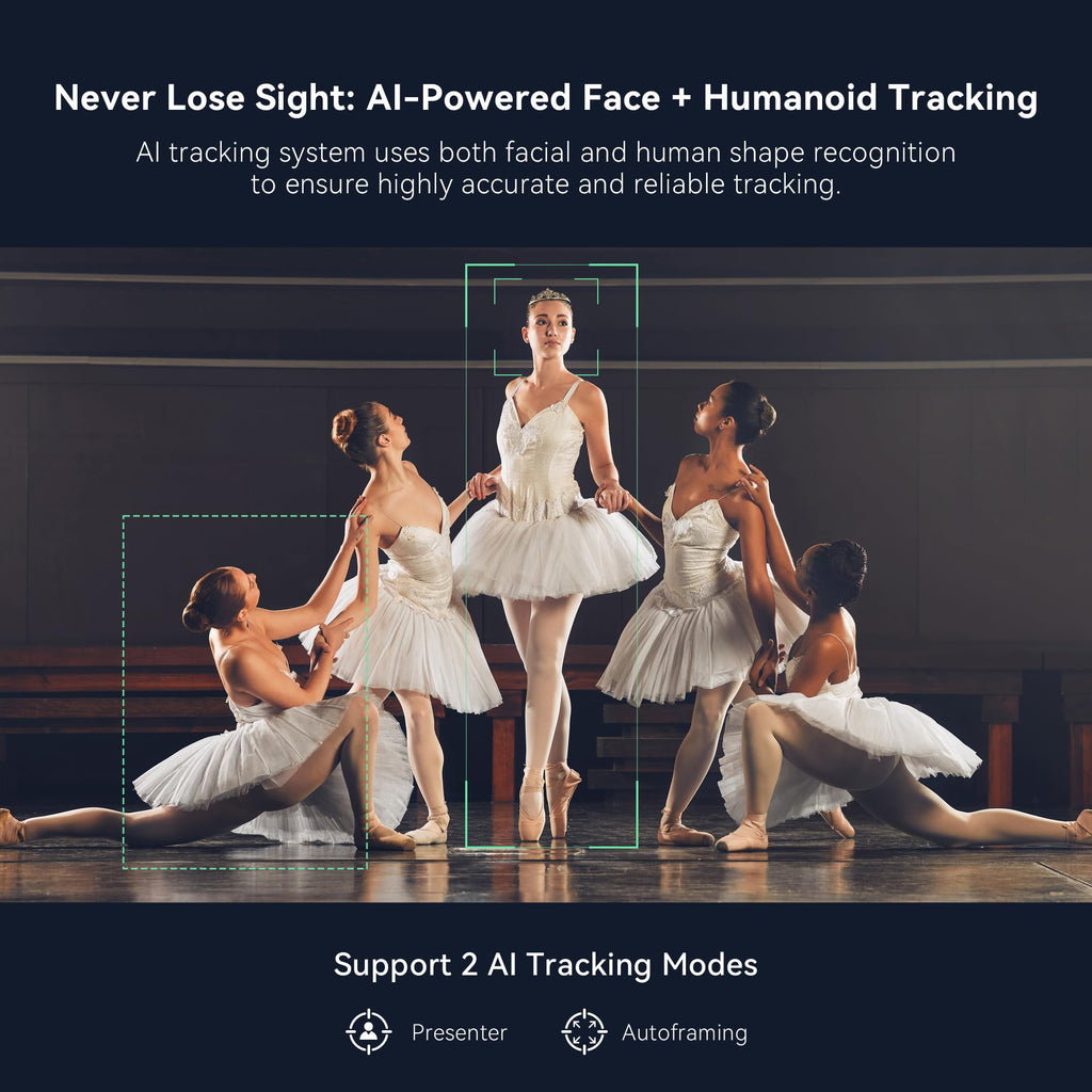 TONGVEO 4K NDI PTZ Camera AI Auto-Tracking 20X Optical Zoom HDMI IP Live Streaming SDI USB3.0 PoE LAN Supports for Church Worship Event Video Conference YouTube OBS vMix Zoom Teams and More