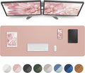 AFIING Leather Desk Pad Protector,Mouse Pad,Office Desk Mat, Non-Slip PU Leather Desk Blotter,Large Desk mat,Waterproof Keyboard mat for Office/Home/Decor (Pink,55"" x 17"")