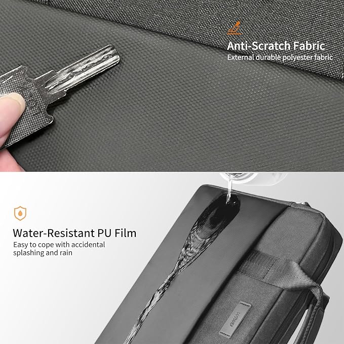 WIWU 15.6 16 Inch Laptop Bag for Men Women, Water-Resistant Laptop Case with Shoulder Strap Messenger Work Bag for Business Compatible with MacBook Air Pro/Dell XPS/HP Envy/Microsoft Surface(Grey)