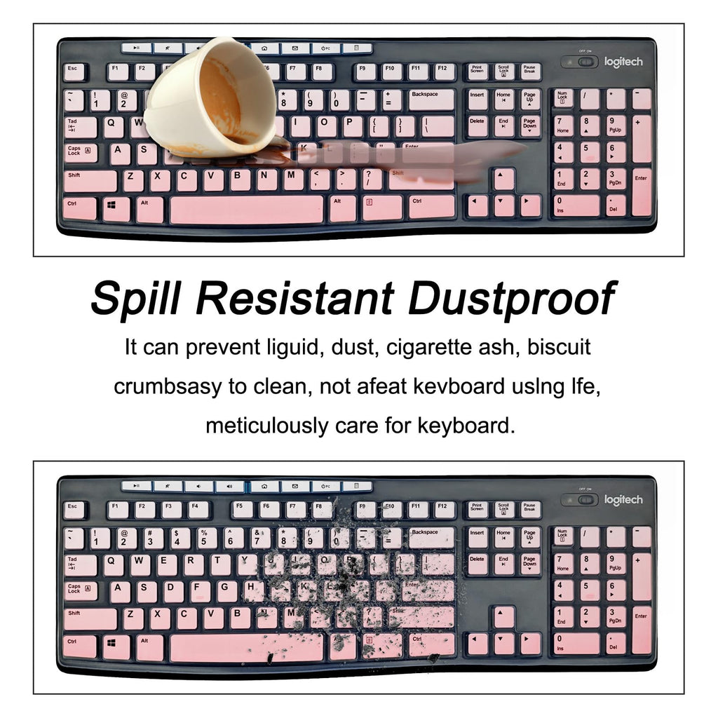 for Logitech K200 K260 K270 Keyboard Skin，Stain-Resistant（Gradient Pink）