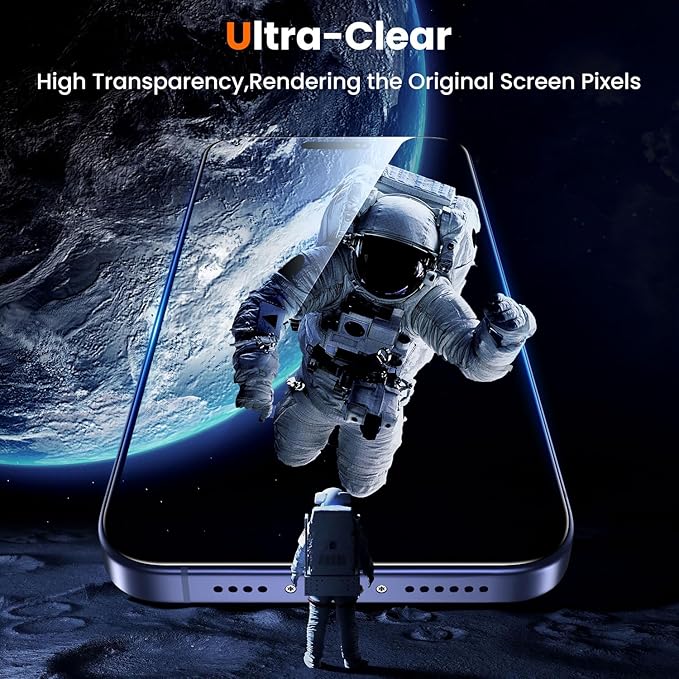 UniqueMe for iPhone 15 Plus / 16 Plus Screen Protector - [Military Grade Shatterproof & 9H+ Hardness] Tempered Glass Full Coverage Protection, Easy Installation, 2 Packs