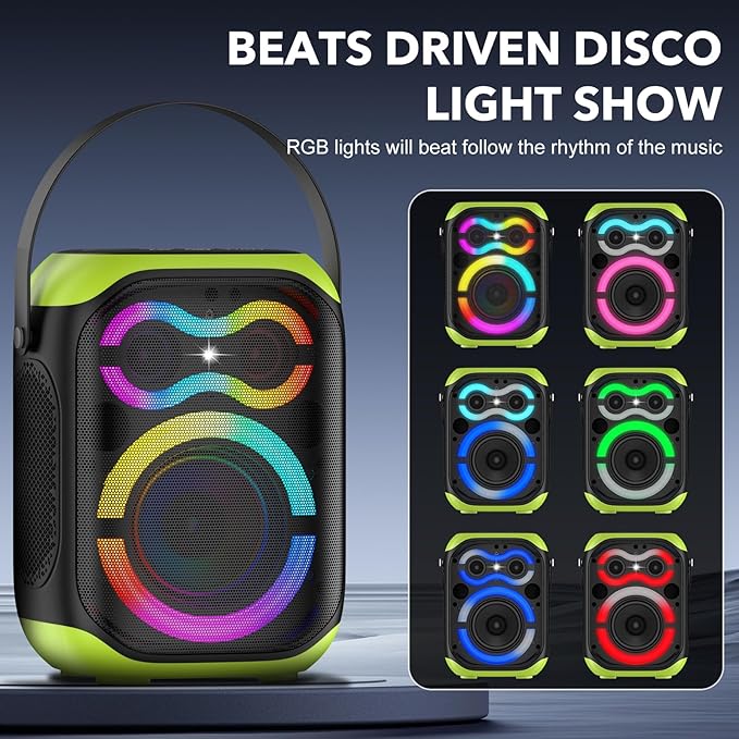 Portable Bluetooth Speakers 80W Big Powerful Wireless Outdoor Loud Stereo Deep Bass Sound Boombox TWS Home Party Speaker with Subwoofer LED Lights