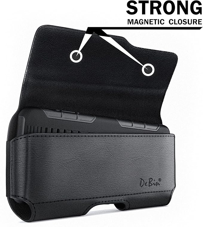 DeBin Case for Galaxy S25 S24 5G S23, S22, S21, S20, S10, S9, A10e, A01, Note 10, Cell Phone Belt Holster Clip Pouch Holder Cover (Fits Samsung with Case on) Black