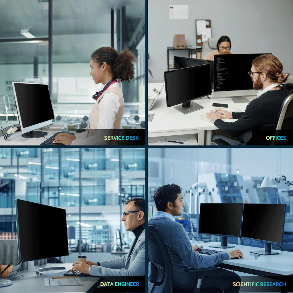 Peslv [2 Pack] 28 Inch Privacy Screen for Computer Monitor 16:9 Aspect Ratio, Eye Protection Anti Blue Light Glare Shield, 28inch Removable Black Blackout Anti Spy Desktop Security Private Filter