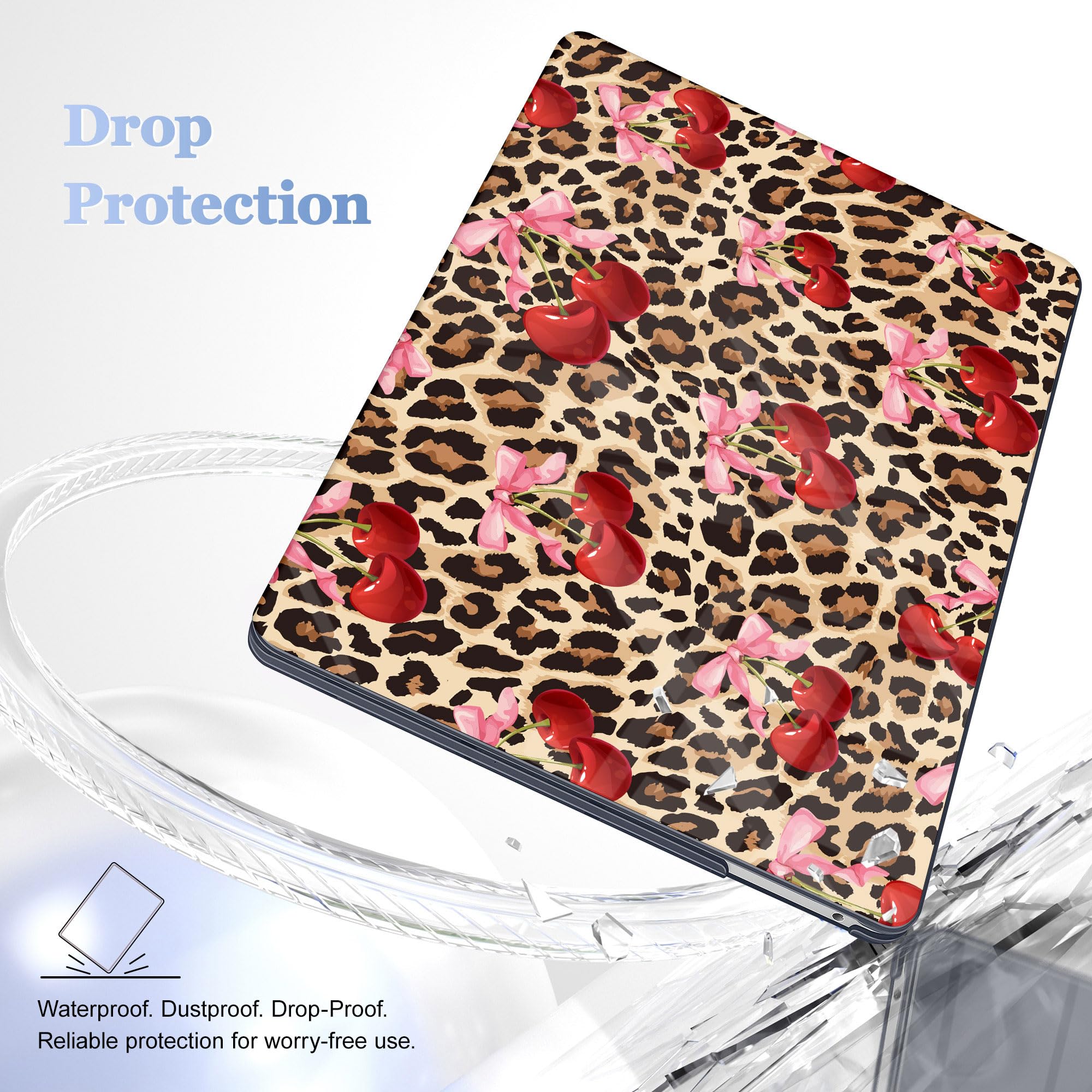 May Chen Case for MacBook Pro 13 inch M2 2023,2022,2021,2020 A2338 M1 A2251 A2289, Plastic Hard Shell Case for MacBook Pro 13" with Touch Bar Fits Touch ID, Cherry & Cheetah