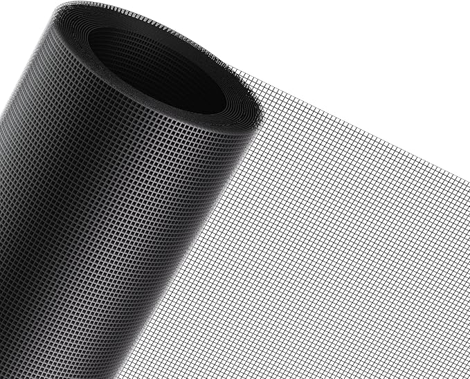 MAGZO Window Screen Replacement Mesh 36"W x 196"L - DIY Adjustable Polyester Pet Proof Screen Door Mesh for Patio Window Screen Repair Kit, Durable, Washable, Black