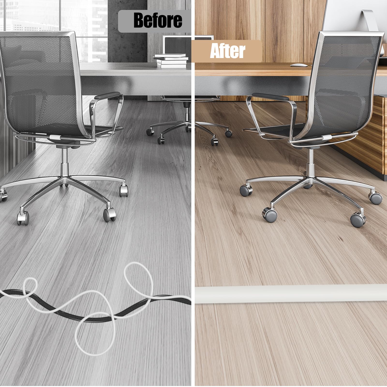 Floor Cord Cover Cable Cavity Self Adhesive Cord Hider Floor 10FT Floor Cable Management Power Cord Protector Floor Electric Cord Covers for Offices, Gym, Exhibitions (Beige, 1.97" x 10')
