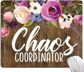Mouse Pad, Chaos Coordinator Quotes Vintage Watercolor Floral Mouse Pad, Square Waterproof Mouse Pad Non-Slip Rubber Base MousePad