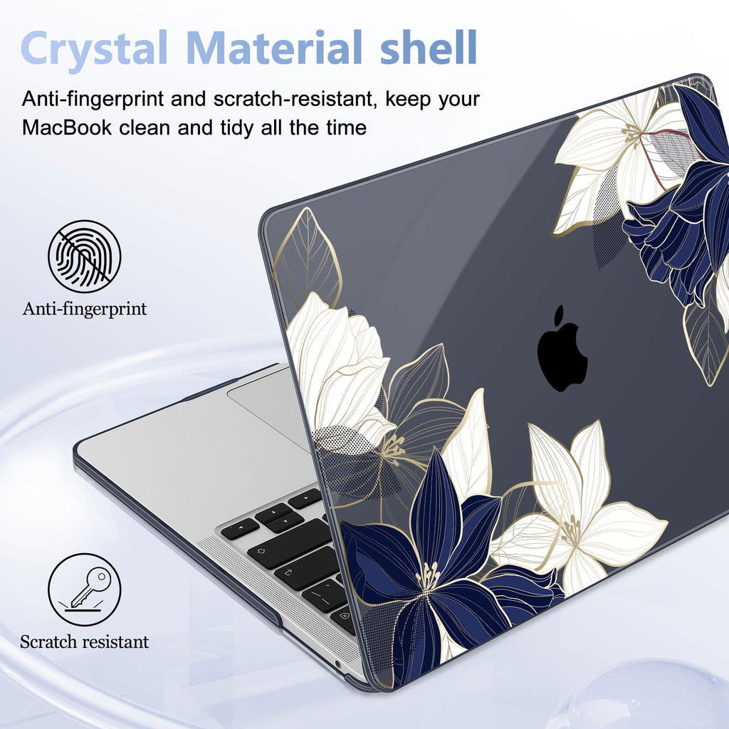 May Chen Case for MacBook Pro 13 inch M2 2023,2022,2021,2020 A2338 M1 A2251 A2289, Plastic Hard Shell Case for MacBook Pro 13" with Touch Bar Fits Touch ID, Elegant Flower