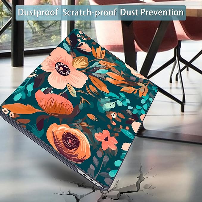 Mektron Case for MacBook Pro 16 Inch A2141 Cover 2019 Release 16" with Liquid Retina Display/Touch ID, Plastic Hard Shell with Keyboard Skin & Screen Protector & Dust Plug, Abstract Florals