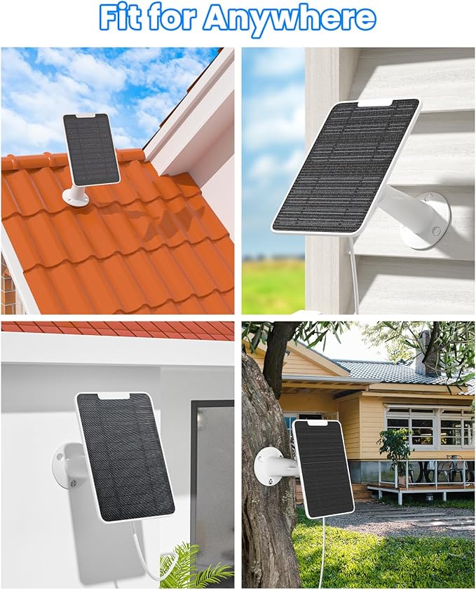 5W Arlo Solar Panel Charger Compatible with Arlo Essential Spotlight/XL Spotlight Camera, Arlo Essential Solar Panel Charger w/ 10ft Waterproof Micro USB Charging Cable, Adjustable Wall Mount, 1 Pack