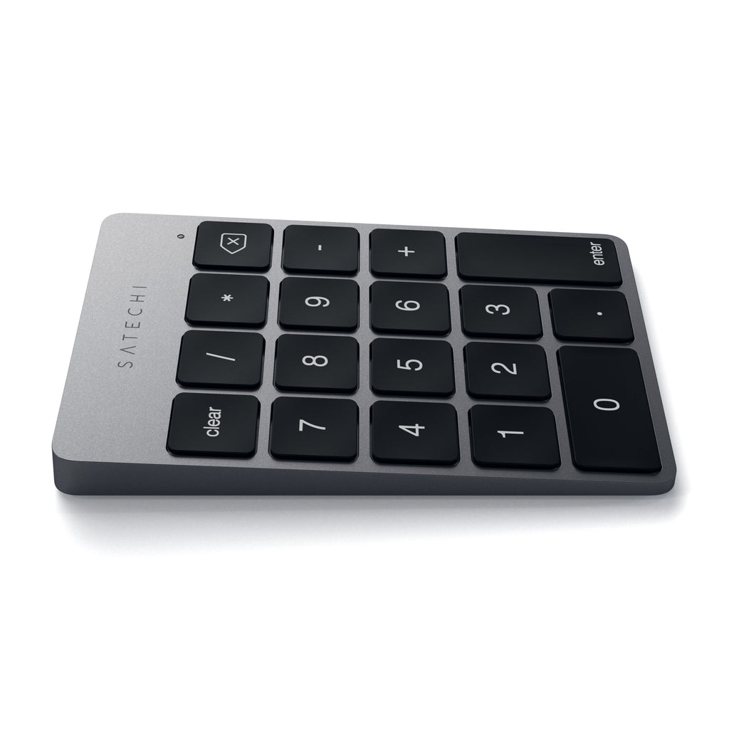 Satechi Slim Aluminum Bluetooth Keypad, Wireless Number Pad with 18 Keys, Micro USB Rechargeable Numpad, External Number Pad for MacBook Air/Pro/Neo, iPad Air/Pro, iMac, PC - Space Gray