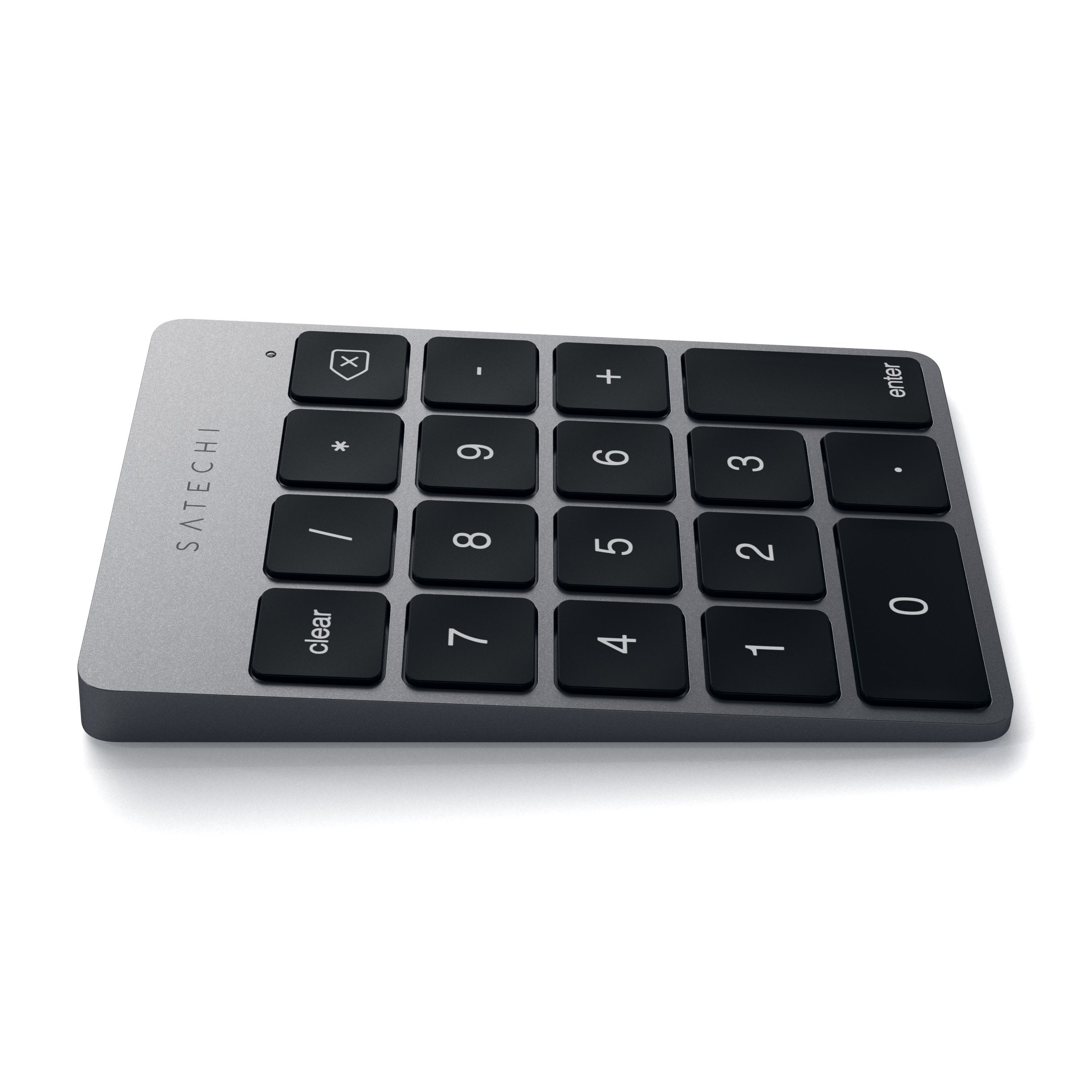 Satechi Slim Aluminum Bluetooth Keypad, Wireless Number Pad with 18 Keys, Micro USB Rechargeable Numpad, External Number Pad for MacBook Air/Pro/Neo, iPad Air/Pro, iMac, PC - Space Gray
