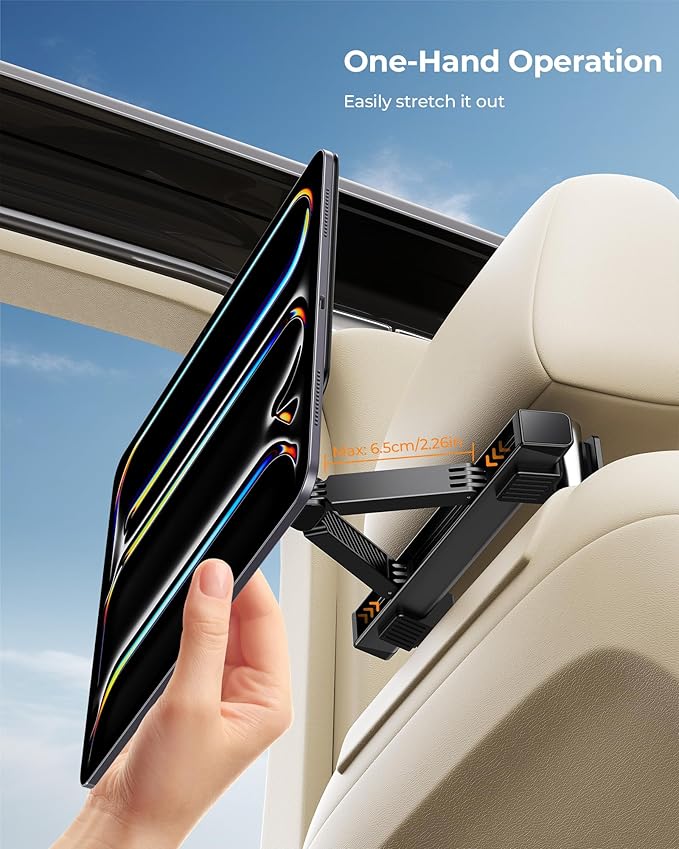 KU XIU Magnetic iPad Holder for Car Headrest,Backseat Tablet Car Mount for for iPad Pro 12.9, iPad Air 13 M2/M3, Road Trip Essentials for Kids, Tablet Car Holder for iPad Pro 12.9 3rd/4th/5th/6th