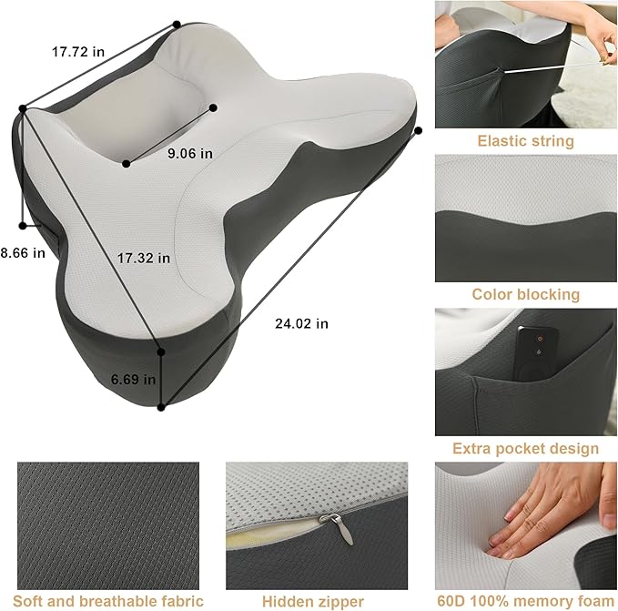 XWZO Lap Desk for Laptop with Cushion, Arm Rest Gaming and Reading Pillow，Laptop Desk Pillow with Anti Slip and Storage Functions with Eye Mask Included for Bed Couch Sofa Home Office