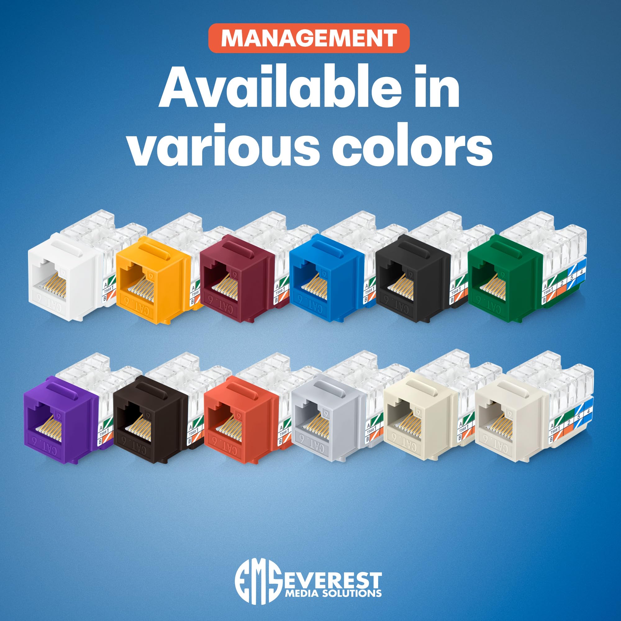 Everest 90 Degree RJ45 Cat6 Keystone Jacks Slim Profile 20-Pack Green