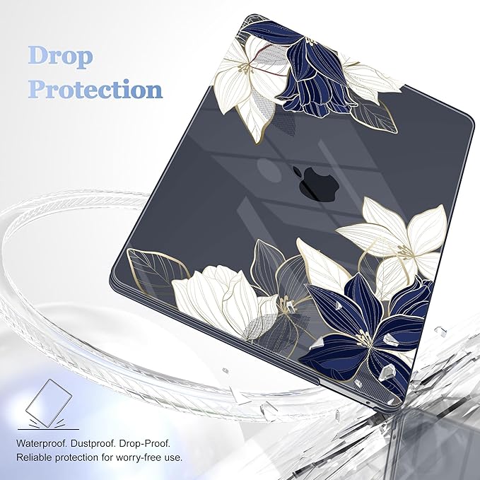 May Chen Case for MacBook Pro 13 inch M2 2023,2022,2021,2020 A2338 M1 A2251 A2289, Plastic Hard Shell Case for MacBook Pro 13" with Touch Bar Fits Touch ID, Elegant Flower