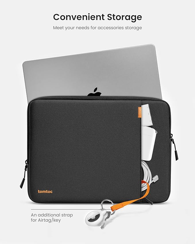 tomtoc 360 Protective Laptop Sleeve Set for 13-inch MacBook Air M4/A3240 2025, M3/A3113, M2/A2681 M1/A2337, 13-inch MacBook Pro M2/A2686 M1/A2338, Water-Resistant Laptop Case with Accessory Pouch