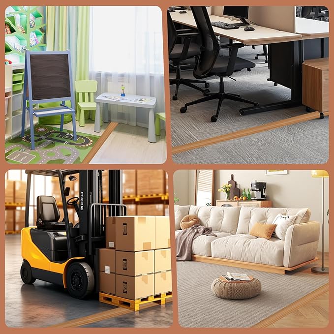 Floor Cord Cover for Wires on Floor Self Adhesive Cord Hider Floor Cable Management Wire Covers for Cords Protector Prevent Cable Trips Cord Cavity W 0.32" x H 0.32", Brown Wood, 20Ft