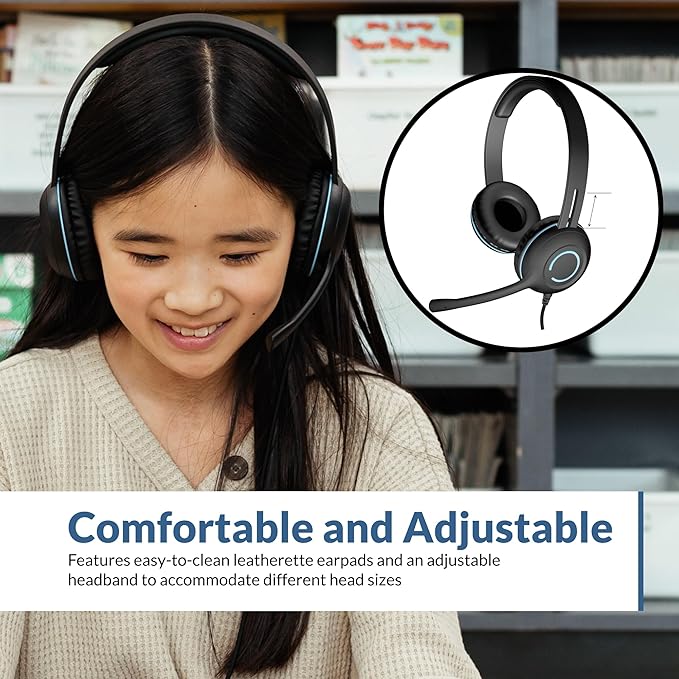 Cyber Acoustics USB-C Stereo Headset (AC-5014-80) – Durable, Crisp, and Clear Communication in Classrooms and at Home; in-Line Controls for Volume and Mic Mute - 80 Pack